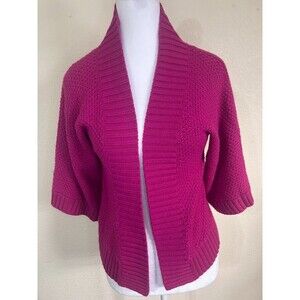 Chico's Open Front Wool Blend Cardigan Sweater Women's SZ 0 Pink 1/2 Sleeve